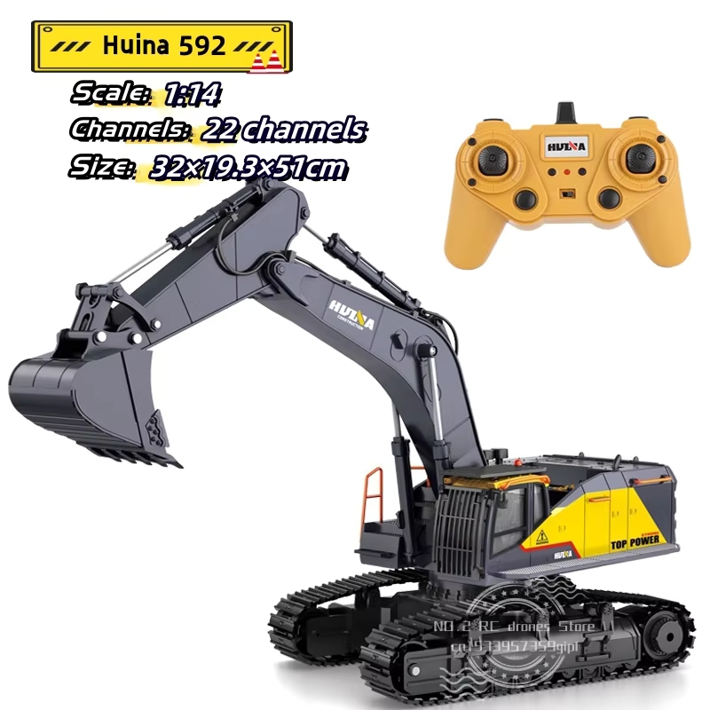 HUINA 592 1:14 Remote Control  - Rc Excavator Hydraulic ulasan dan harga